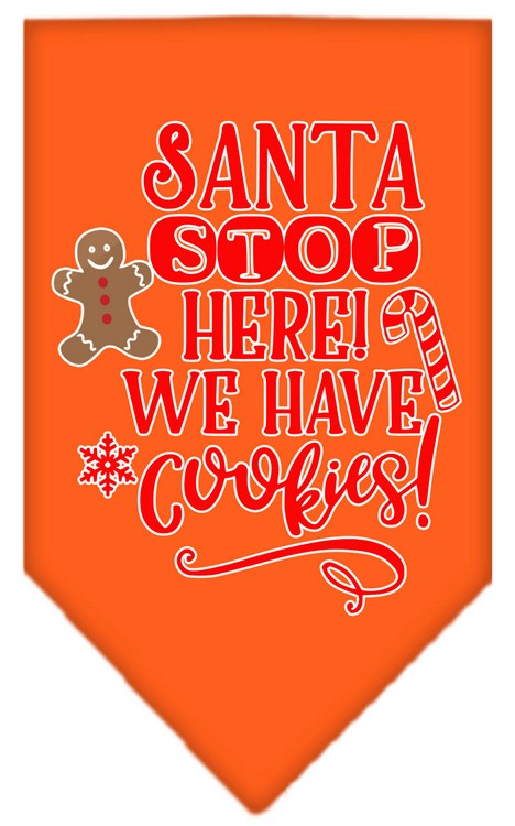 Santa, We Have Cookies Screen Print Bandana Orange Large